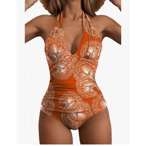 NEW 1 Pc Swimsuit Tummy Control Halter Slimming Bathing Suit M